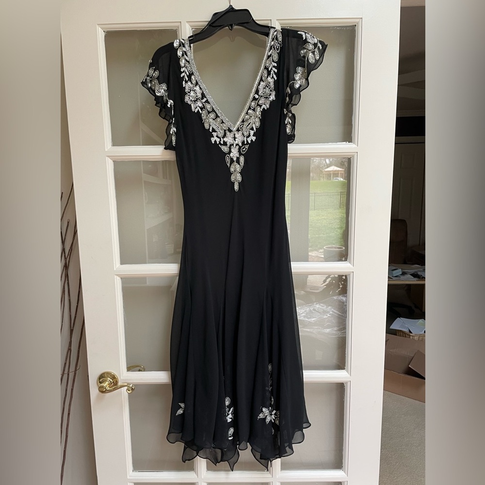 Black Evening or Party Gown with embroidered beading